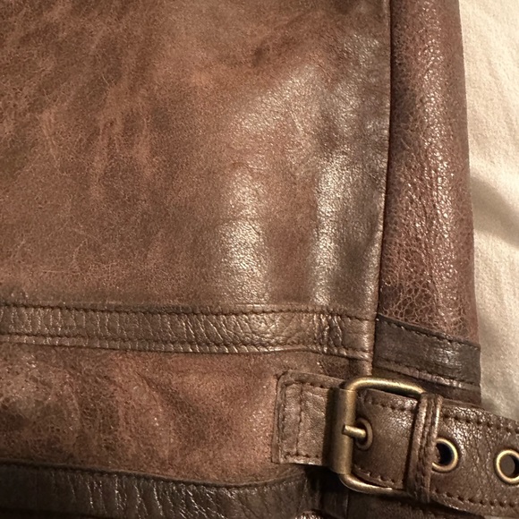 LUCKY BRAND Men's Leather Aviator Jacket With Faux Shearling Collar - Picture 15 of 15